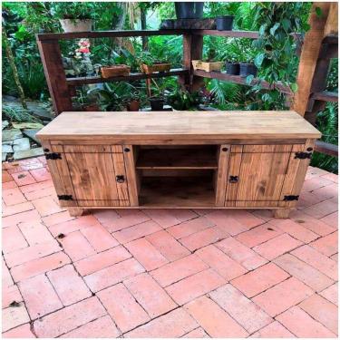 Imagem de Rack Para Sala 2 Portas Madeira Maciça 60x120x40 Móveis Rio Negrinho