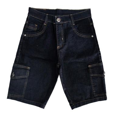 Imagem de Bermuda Jeans Lycra Cargo Masculina Preta