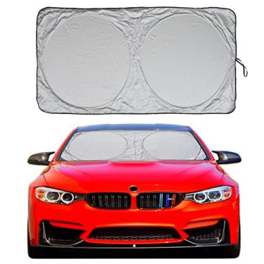 Imagem de Para-brisa de carro com bolsa de armazenamento da A1 para-sol dobrável automotivo caminhão SUV protetor de janela frontal bloqueador de viseira para acessórios interiores para calor grande