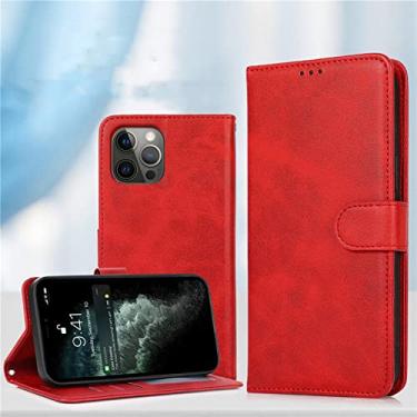 Imagem de Couro de luxo para iphone 14 13 12 mini 11 pro x xs max xr 8 7 6 6s plus se 2020 carteira cartão magnético capa de telefone, vermelho, para iphone 12 mini 5.4 polegadas