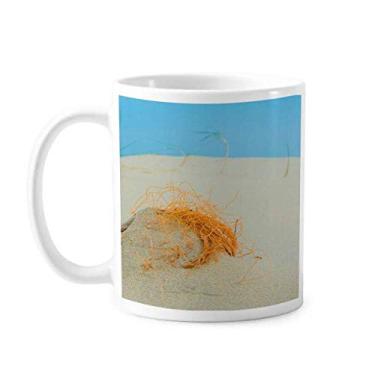 Imagem de Caneca de cerâmica Ocean Sand Beach Orange Line Picture Ceramic Coffee Porcelain Cup Tableware