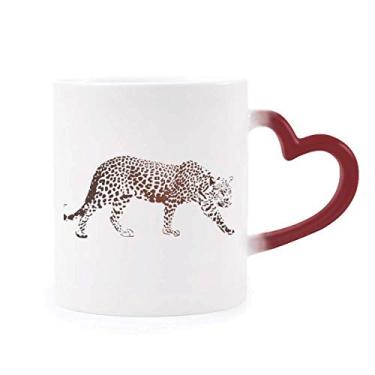 Imagem de DIYthinker Cheetah Brown Animal Morphing Tasse Sensible à la Chaleur Rouge Coupe du Coeur Multicolorido