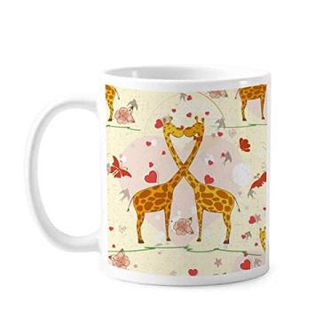 Imagem de Girafas amarelas beijando caneca para o dia dos namorados cerâmica xícara de porcelana café louça