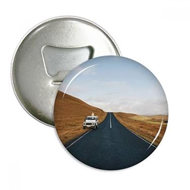 Imagem de Abridor de garrafas de geladeira com ímã de geladeira para carro de outono viagem estrada country emblema multifuncional