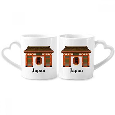 Imagem de Conjunto de canecas de porcelana tradicional japonesa para casais, templo local chinês, coração de cerâmica