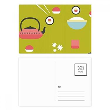 Imagem de Bule de chá de arroz sushi Japão conjunto de cartão postal de aniversário cartão de agradecimento
