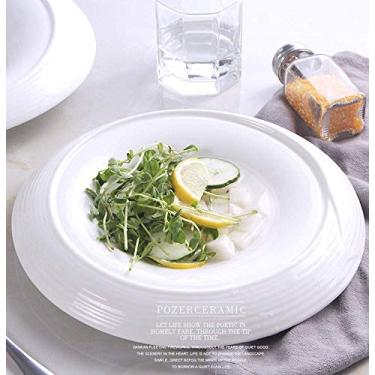 Imagem de Prato de sopa de cerâmica criativo prato de massa tigela de cerâmica ocidental prato tigela de salada de frutas tigela de sopa prato de sobremesa 30 centímetros branco