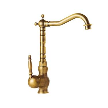 Imagem de LIDON Torneira de pia de cozinha retrô, torneira de pia banheiro vintage, torneira de cozinha de alça única, torneira de pia de banheiro vintage furo único, antigo A (cor: antigo A)