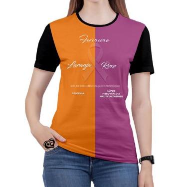 Imagem de Camiseta Fevereiro Roxo E Fevereiro Laranja Feminina Blusa - Alemark