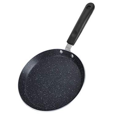 Imagem de frigideira antiaderente com alça,Frigideira antiaderente, frigideira antiaderente Fogão de indução radiante Utensílio de cozinha para o café da manhã Panqueca Ovo Pizza(8 inches)