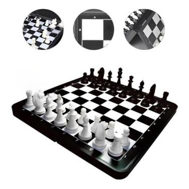 Jogo Xadrez Tabuleiro Madeira Luxo Dobrável Chess 24x24