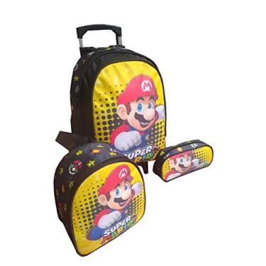 Imagem de Kit Mochila Infantil Mario Bros com Rodinhas + Lancheira Térmica + Estojo