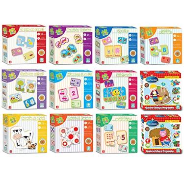 Imagem de Kit Pedagógico Educativo com 12 Jogos em Madeira Nig Brinquedos