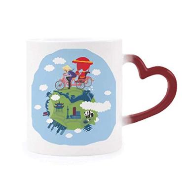 Imagem de Caneca chinesa The Great Wall Art sensível ao calor vermelha muda de cor