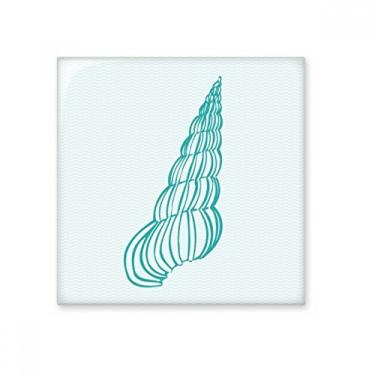 Imagem de Azulejo de cerâmica com ilustração de caracol da vida marinha azul brilhante decalque adorno de tijolos vitrificados