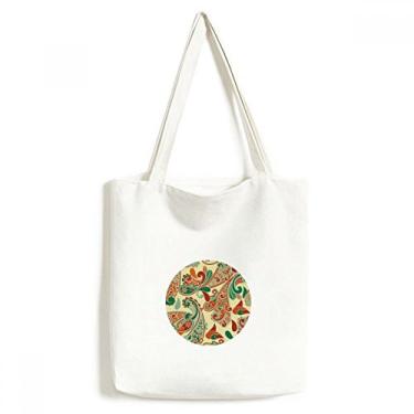 Imagem de Sacola de lona com estampa abstrata e estampa de folha de flores, bolsa de compras, bolsa casual