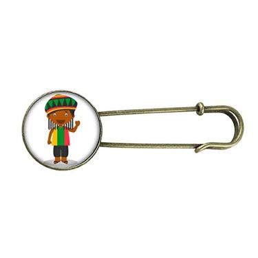 Imagem de Broche de metal preto selvagem Jamaica desenho retrô