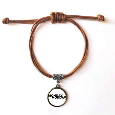 Imagem de DIYthinker Pulseira de couro estilosa com personagens Monday pulseira de couro marrom joia presente