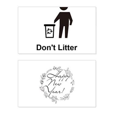 Imagem de Cartão de felicitações Don't Litter Black Symbol Pattern New Year Festival Bless Message Present