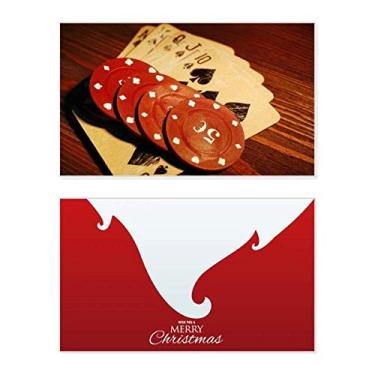 Imagem de Red Chip Gambling Photo Holiday Holiday Merry Christmas Cartões de parabéns Mensagem de Natal