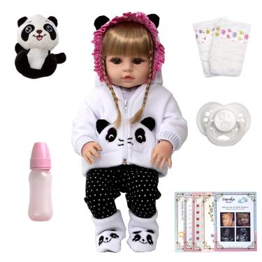 Boneca Reborn Bebe Menina Rafa Corpo De 100% Silicone Com Pelúcia Girafa