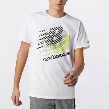 Imagem de Camiseta New Balance Heathertech Estampada Branco/Verde
