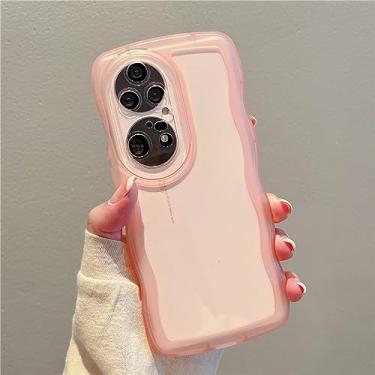 Imagem de Capa de telefone de silicone com moldura ondulada de cor doce para Huawei P50 P40 P30 Pro Mate 40 30 Honor 70 60 50 Nova 9 8 Capa macia transparente, rosa, para Nova 7 Pro