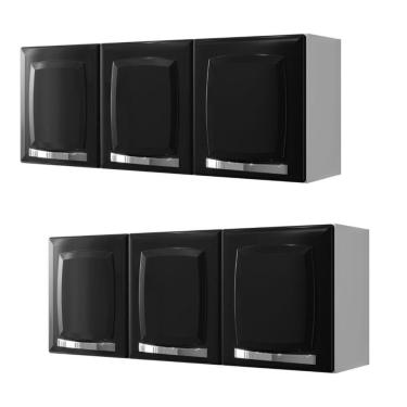 Imagem de Conjunto 2 Armários de Cozinha Aéreos Itatiaia Aço 3 Portas Rose Preto
