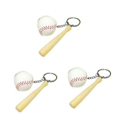 Imagem de Sosoport Chaveiro De Beisebol 3 Pecas porta-chaves chaveiro beisebol Presente branco Decoração De Chaveiro