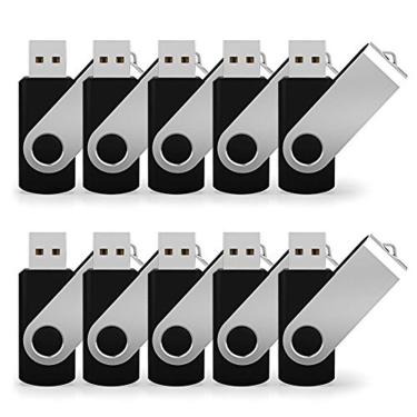 Imagem de Pacote com 10 pen drives giratórios USB de 2 GB - preto