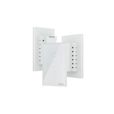 Imagem de Interruptor Paralelo Inteligente 3 Way KaBuM! Smart 500, Branco, Controle via Aplicativo, Três Botões, Caixa com 3 - KBSA012