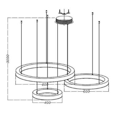 Imagem de Pendente Maldivas 03 Aneis Dourados Em Led 3000K 3M Cabo