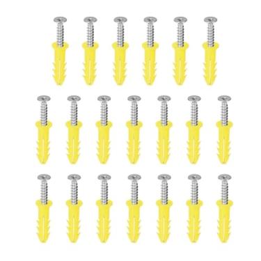 Imagem de 20pcs 6mm x 26mm de plástico expansão coluna de tubos de concreto seco de parede âncora tubo de fixação de quadro de quadro com parafusos amarelos