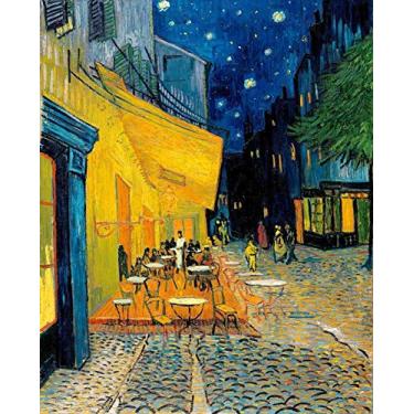 Imagem de O Terraço do Café à Noite de Vincent van Gogh - 75x93 - Tela Canvas Para Quadro