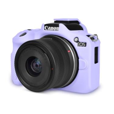 Imagem de Rieibi Capa para EOSR50 EOS R50, capa protetora de silicone macio para câmera de vlogging Canon EOS R50 EOSR50, leve, EOS R50, capa aderente - roxa