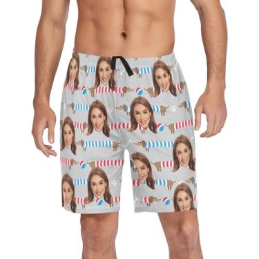 Imagem de Calça de pijama de verão personalizada para cães beagle engraçados para homens pijama curto com bolsos para primavera presentes de Natal P, Short personalizado de roupas listradas fofas Dachshunds, GG