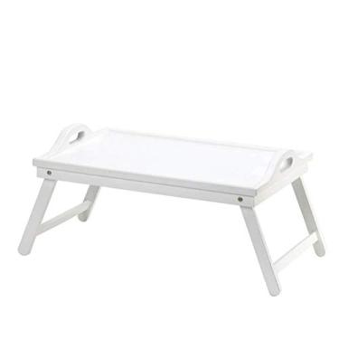 Imagem de Bandeja de mesa para laptop branca e chique dobrável com aba de aba e mesa de pequeno almoço para servir na cama