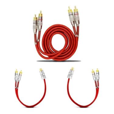 Imagem de Kit Cabo RCA Blindado Série 400 Vermelho 1 Metro + 2 Cabos Y Série 400 Vermelho