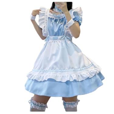 Imagem de Letuwj Lindo vestido de empregada doméstica Lolita uniforme cosplay, Azul, 3G