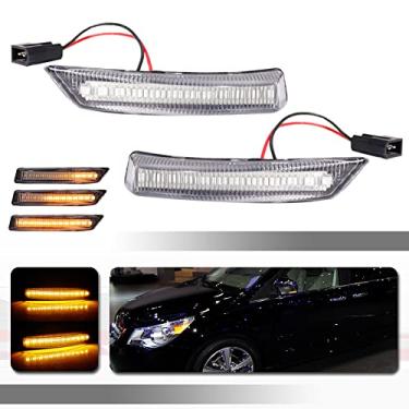 Imagem de Tonsya Para Chrysler Town & Country 2008-2016, Dodge Grand Caravan 2008-2018, Volkswagen Routan 2008-2014 para-choque dianteiro sequencial LED espelho lateral luzes de seta lente transparente