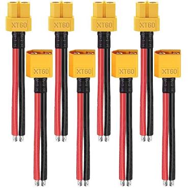Imagem de CenryKay Conector macho fêmea XT60 com conector de invólucro de bainha XT60PW cabo com fio 12AWG de 4" (4 pares)