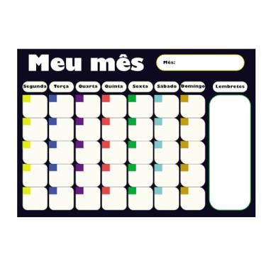 Imagem de Plenejador Planner e Organizador Agenda Magnético Imã De Geladeira Porta Recados Mensal 30x40cm para superfície Magnética