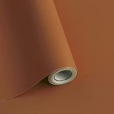 Imagem de Safiyya Papel de parede laranja escuro de 998 x 45 cm, papel de parede de cor sólida, papel de contato laranja escuro, autoadesivo, removível, para móveis de parede, rolos de vinil