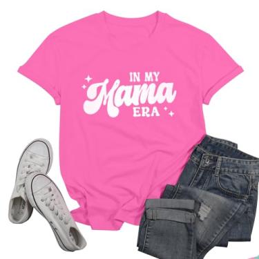 Imagem de Camiseta Mamãe feminina Mom Life em My Mama Era camiseta grande na moda Mama Tees Love Mom, Rosa - 1, XXG