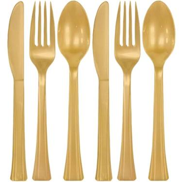 Imagem de Amscan Premium Assorted Party Cutlery, 9 x 4.3, Gold