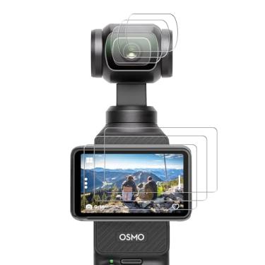 Imagem de FiTSTILL 6 peças protetoras de tela DJI Osmo Pocket 3, lentes ultratransparentes resistentes a arranhões de 0,24 mm com dureza 9H, tela LCD de vidro temperado, protetor sensível ao toque, fácil