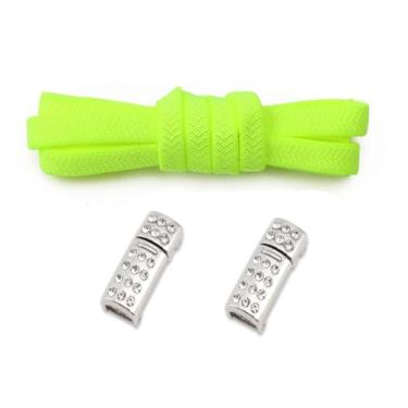 Imagem de Diamond Lock Shoelaces Without Ties Buckle Elastic Laces Sneakers Flats No Tie Shoe Laces Shoes Accessories (Color : Fluorescence green)