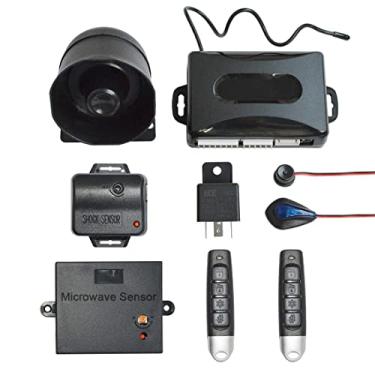 Imagem de BANVIE Alarme universal de segurança veicular com sistema de entrada sem chave, 2 transmissores remotos, sirene de 6 tons, sensor de choque, automação de travamento central