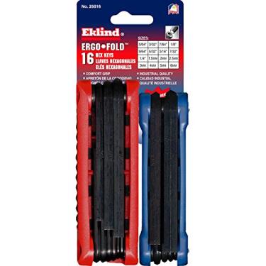 Imagem de EKLIND 25016 Ergo-Fold chave hexagonal dobrável chave allen combo polegadas/mm (2 conjuntos 16 peças)