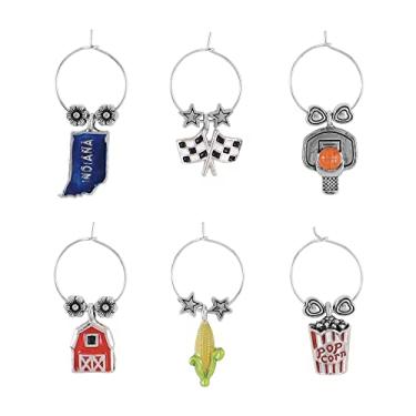 Imagem de Wine Things, 6 peças, pingentes de vinho/marcadores de bebida para taças de vinho, festa de degustação de vinhos (estado), Metal, Sem pedras preciosas